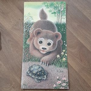 Vintage Cuddly Cuties K Chin Big Eye Bear Large Art Print Board 12" x 24"